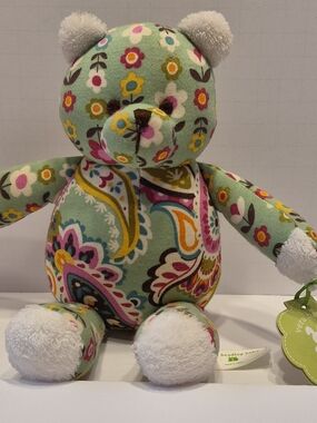 Vera Bradley Mint Green Floral Paisley Stuffed Tutti Frutti Bear